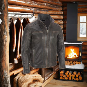 Veste en cuir véritable de concepteur décontracté de haute qualité Style classique Esprit Doublure respirante d'hiver Veste en cuir de motard OEM Pak - Product Image 2