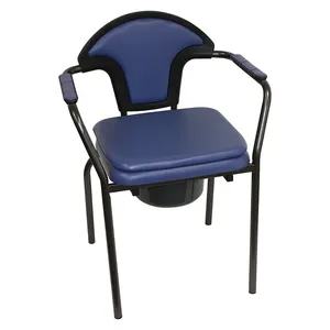 Commode chair with bucket ensuring safety and a toilet seat for elderly and disabled patients