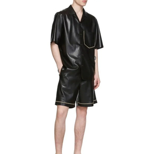 Men Leather <b>Half</b> <b>Button</b> Up T <b>Shirt</b> Quick Dry Moisture Wicking Gym Running Training Workout Activewear - Product Image 3
