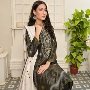 Bin hameed Pari 3ชิ้น banarsi ผ้าไหมแจ็คการ์ด salwar kameez ชุดลำลองที่สวยงามสำหรับผู้ใหญ่ใช้ในชีวิตประจำวันทำจากผ้าวิสคอส - Product Image 5