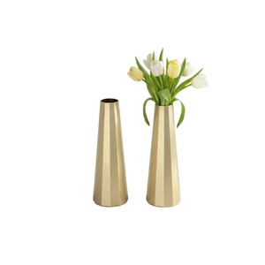 Ensemble de 2 vases en métal doré attrayants, élégants vases décoratifs en aluminium pour les décorations de table de mariage, décoration de la maison et du bureau - Product Image 1