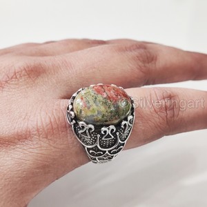 Anillo para hombre al por mayor, unakita natural, jaspe, piedra preciosa, anillo de todos los tamaños, joyería de Navidad otomana, anillo de Plata de Ley 925 - Product Image 5