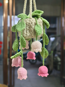 Crochet <b>Car</b> <b>Ornament</b> Accessory False Hanging Plants Home Decor Handmade Gift Custom Pendant Rearview Mirror Faux Potted Bonsai - Product Image 6