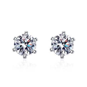 Pendientes redondos de moissanita Sparklite de 0,6-4 quilates - Product Image 1