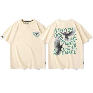 เสื้อยืดโอเวอร์ไซส์สำหรับผู้ชายผ้าถักจาก100% พิมพ์ลายไหล่ทำจากผ้าฝ้ายสั่งตัดตามแบบได้ - Product Image 2