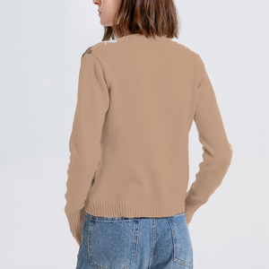 Femmes Premium qualité Argyle pull haut respirant chaud manches longues motif solide dernier automne hiver grande taille chandails - Product Image 6