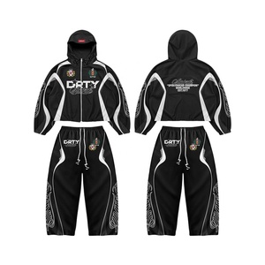 Conjunto de Pantalones y Sudadera Cortavientos Unisex de Poliéster Ligero, Resistente al Viento, con Logotipo Personalizado OEM y Diseño Reflectante - Product Image 1