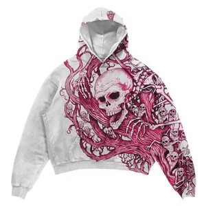 Sweat à capuche pour homme, commandes en gros, sur mesure, 100% coton molletonné, écologique, lavage à l'acide, impression DTG, surdimensionné, automne, 2 pièces - Product Image 5