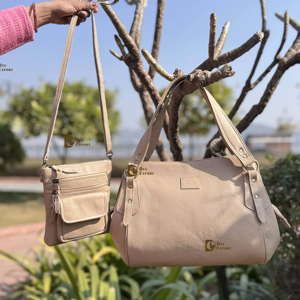 Ensemble de deux sacs en cuir véritable : sac fourre-tout et sac bandoulière, sac à main élégant, vente flash, derniers sacs de créateurs pour femmes, multi-usages - Product Image 1