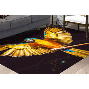 Alfombra Estampada con Alas de Loro Abiertas Amarillas - Alfombra Antideslizante con Diseño de Animales, Alfombra de Terciopelo de Lujo - Product Image 1