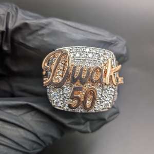 Iced Out Custom <b>Initial</b> Letter <b>Ring</b> VVS Moissanite Diamond Sparkling Hip Hop Luxury Statement 925 Sterling Silver Men's <b>Ring</b> - Product Image 1