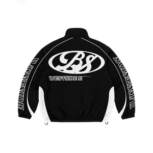 ชุดวอร์มแบบยูนิเซ็กซ์ผ้าฝ้าย ชุดจ็อกเกอร์ 2 ชิ้น ชุดเซ็ตเสื้อฮู้ดและกางเกงขาสั้น แต่งลายปะติดปะต่อ สไตล์วินด์เบรกเกอร์ทรงหลวมสำหรับผู้ชาย - Product Image 5