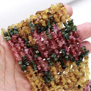 Cuentas de piedras preciosas sueltas con forma de pepita sin cortar multiturmalina Natural, cuentas de virutas de piedra de turmalina de 4-5mm para fabricación de joyas a granel - Product Image 2