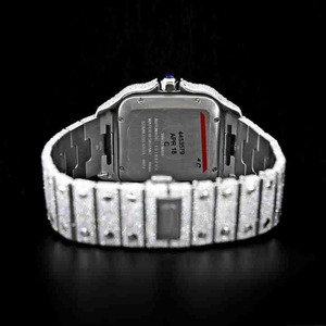 Reloj Deportivo de Lujo de Alta Calidad, Completamente Adornado con Diamantes Moissanite, Personalizado en Acero Inoxidable, con Pantalla Analógica, Diseño Moderno y Hip Hop, Miyota - Product Image 2