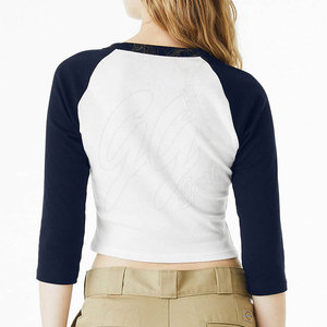 Top corto de béisbol Jersey personalizado Color sólido de alta fabricación Top corto de béisbol Jersey de mujer - Product Image 3