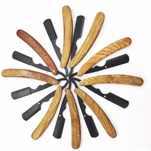 Rasoir à bord droit professionnel personnalisé de barbier de marque privée avec manche en bois pour les rasoirs de rasage de gorge - Product Image 2