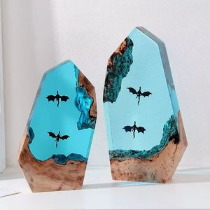 Lámpara de resina de madera maciza, adorno de escritorio de buzo de ballena oceánica, arte de pared de regalo de luz nocturna luminosa para la venta estilo de lujo - Product Image 2