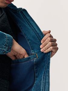 Personalizado de los hombres chaquetas de mezclilla azul 100% algodón logotipo frontal a prueba de viento transpirable Casual elegante prendas de vestir exteriores ODM al por mayor - Product Image 3