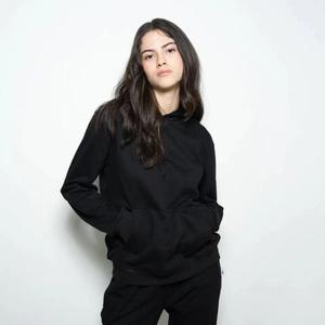 Sweat à capuche en tricot de soie surdimensionné pour femmes poids lourd personnalisé en gros manches longues brodées dos avant décontracté hiver - Product Image 4