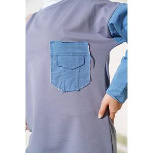 Denim Garnished Two Rope Tunic <b>Slate</b> Gray - Product Image 2