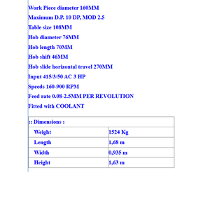 Sykes <b>Gear</b> Hobber High Accuracy <b>Gear</b> <b>Cutting</b> <b>Machine</b> for Workshops and Production Units - Product Image 6