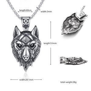 Venta al por mayor Nueva joyería vikingo Vintage cabeza de <span class=keywords><strong>Lobo</strong></span> niños collar titanio acero personalizado joyería de acero inoxidable - Product Image 4