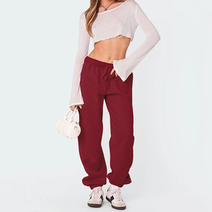 Pantalones de chándal minimalistas para mujer, ropa de calle suave de cintura alta para uso diario, pantalones de chándal para mujer a granel al por mayor - Product Image 2