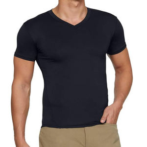 Venta al por mayor personalizado elegante camisa de compresión de los hombres de gimnasio con cuello en V hombres camisetas de compresión disponibles en diseño de logotipo personalizado - Product Image 1