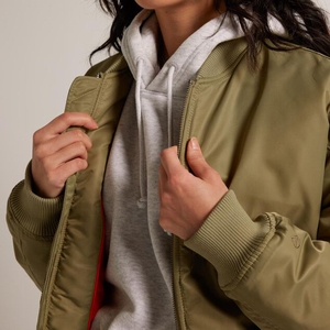 Chaqueta Bomber para Mujer, Personalizable al por Mayor, Transpirable, con Acabado Elegante, Tallas Grandes, Invierno, Secado Rápido, Diseño con Cremallera, Teñido Liso - Product Image 5