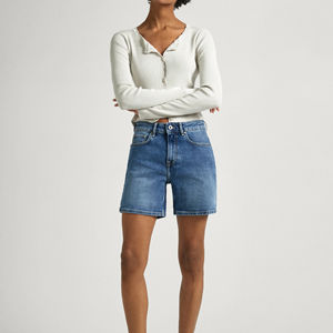 Shorts en jean légers pour femmes, de haute qualité, avec logo personnalisé, vente en gros, style décontracté et sexy, poches, taille haute, été - Product Image 6