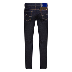 Pantalon en denim à coupe étroite pour hommes, jeans décontractés de couleur unie personnalisés avec poches zippées - Product Image 5