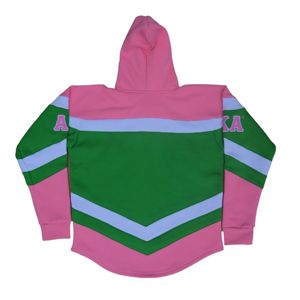 เสื้อฮู้ดลายฮอกกี้ขนแกะหนา | เสื้อฮู้ดสีเขียวและสีชมพูพร้อมโลโก้ปักลาย | เสื้อผ้าพี่น้องและฤดูหนาวสโมสร - Product Image 2