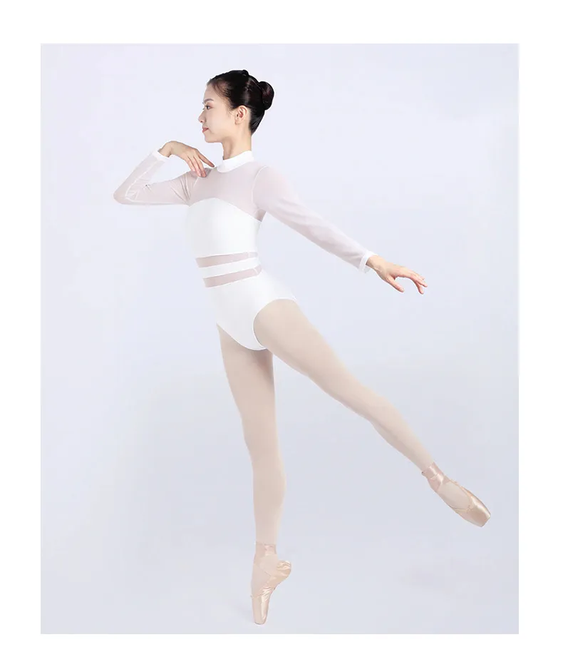 Triko Balet Gadis Dasar Merah Muda Lengan Panjang Pakaian Tari Senam Kamisol Triko untuk Balet
