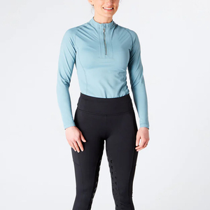 <b>Long</b> <b>Sleeves</b> Horse Riding <b>Base</b> <b>Layer</b> Top Quick Dry Breathable Spandex Half Zipper with Horse Racing Design - Product Image 6