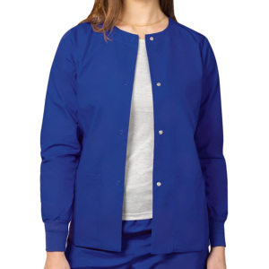 Wholesales Nursing OEM High Quality Women's <b>Comfy</b> Medical Uniforms for Women TWILL Crew Neck Snap Front Nurse Jacket Women - Product Image 1