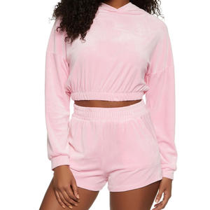 Women's Winter Casual <b>Short</b> Sleeve Two Piece Above Knee <b>Velvet</b> <b>Shorts</b> Set 2026 - Product Image 1