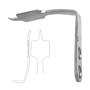 Retractor Hohmann de acero inoxidable alemán de palanca ósea 9 1/2 ", extremo redondo dentado en cruz de 18mm, 2 agujeros - Product Image 2