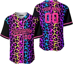 Maillots de baseball à col en V imprimés multicolores de haute qualité, antibactériens, à séchage rapide, logo personnalisé, durables, 100% polyester - Product Image 4