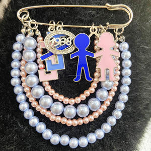 Spilla Sorority Jack and Jill of America Rosa Chiaro Blu Perla JJOA, Lettera JJ Smaltata, Charm Ragazzo Ragazza 1938, Gioiello da Bavero per Donna - Product Image 1