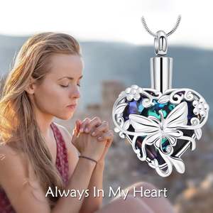Metal Butterfly Urn <b>Necklaces</b> for <b>Ashes</b> Urn Jewelry for Human <b>Ashes</b> for Women Heart Cremation <b>Necklace</b> for <b>Ashes</b> Custom Size - Product Image 5