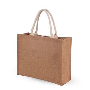 ถุงปอกระเจาธรรมดาพร้อมที่จับเชือกทรงสี่เหลี่ยมเหมาะเป็นของขวัญช้อปปิ้งใช้ทำด้วยมือคุณภาพสูงผ้าใบ - Product Image 1