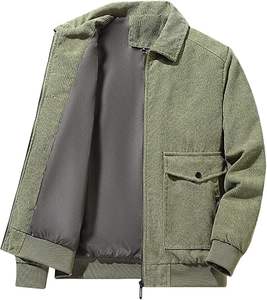 OEM Custom Design Solid Color Large Pocket Oversized <b>Men's</b> Casual Bomber <b>Jacket</b> <b>Corduroy</b> <b>Jacket</b> - Product Image 3