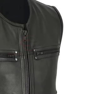 Gilet classique pour homme, best-seller, vintage, rétro, motard, en laine/polyester, coupe ajustée, imperméable, respirant, coupe-vent, écologique - Product Image 4