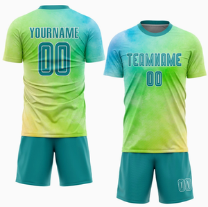 Fabrication professionnelle d'uniformes de football unisexes, col en V, imprimés, courts, 100% polyester, respirants, séchage rapide, vêtements de sport, équipe personnalisée - Product Image 1