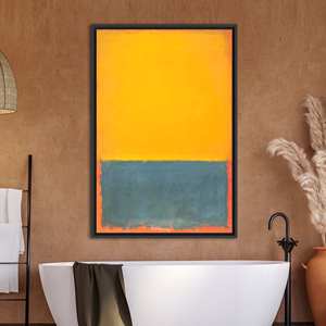 Impresión en lienzo de arte minimalista: diseño contemporáneo abstracto en amarillo y gris, con marco negro - Product Image 1