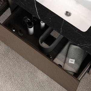 Set Moderno di Lusso HG con Specchio LED a Parete, Mobile Lavabo e Armadietto in Compensato per Bagno - Product Image 5
