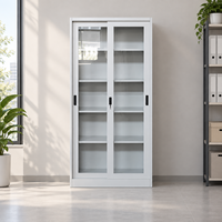 Armoire de classement sécurisée OEM en acier verrouillable avec étagères réglables et porte en verre