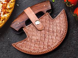 Cuchillo Ulu de Acero de Damasco Personalizable DIY con Hoja de 7 Pulgadas, Mango de Madera de Palisandro Hecho a Mano, Funda y Soporte de Madera, OEM - Product Image 6