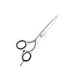 Ciseaux professionnels pour couper les cheveux lisses |   Ciseaux de barbier pour droitiers, en acier inoxydable, pointe aiguë, finition argentée, repose-doigts amovible - Product Image 4