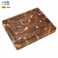 Acacia houten snijplank 3,5 cm dik, rechthoekig met geïntegreerde sapgoot, voorbereidingskanaal, handvat, vaatwasserbestendig